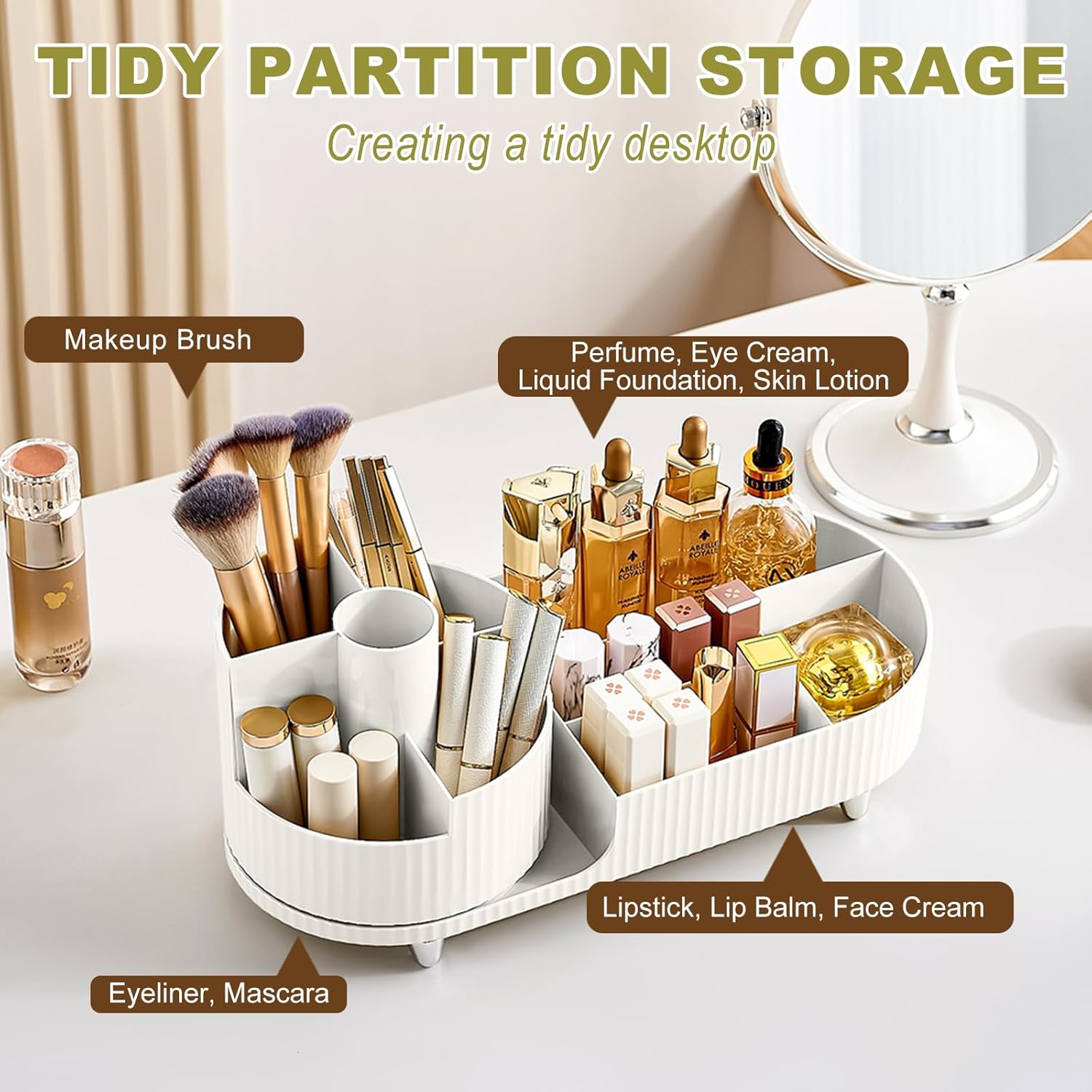 Detalle de BULLA 360 Rotating Makeup Organiser — 2-in-1 storage