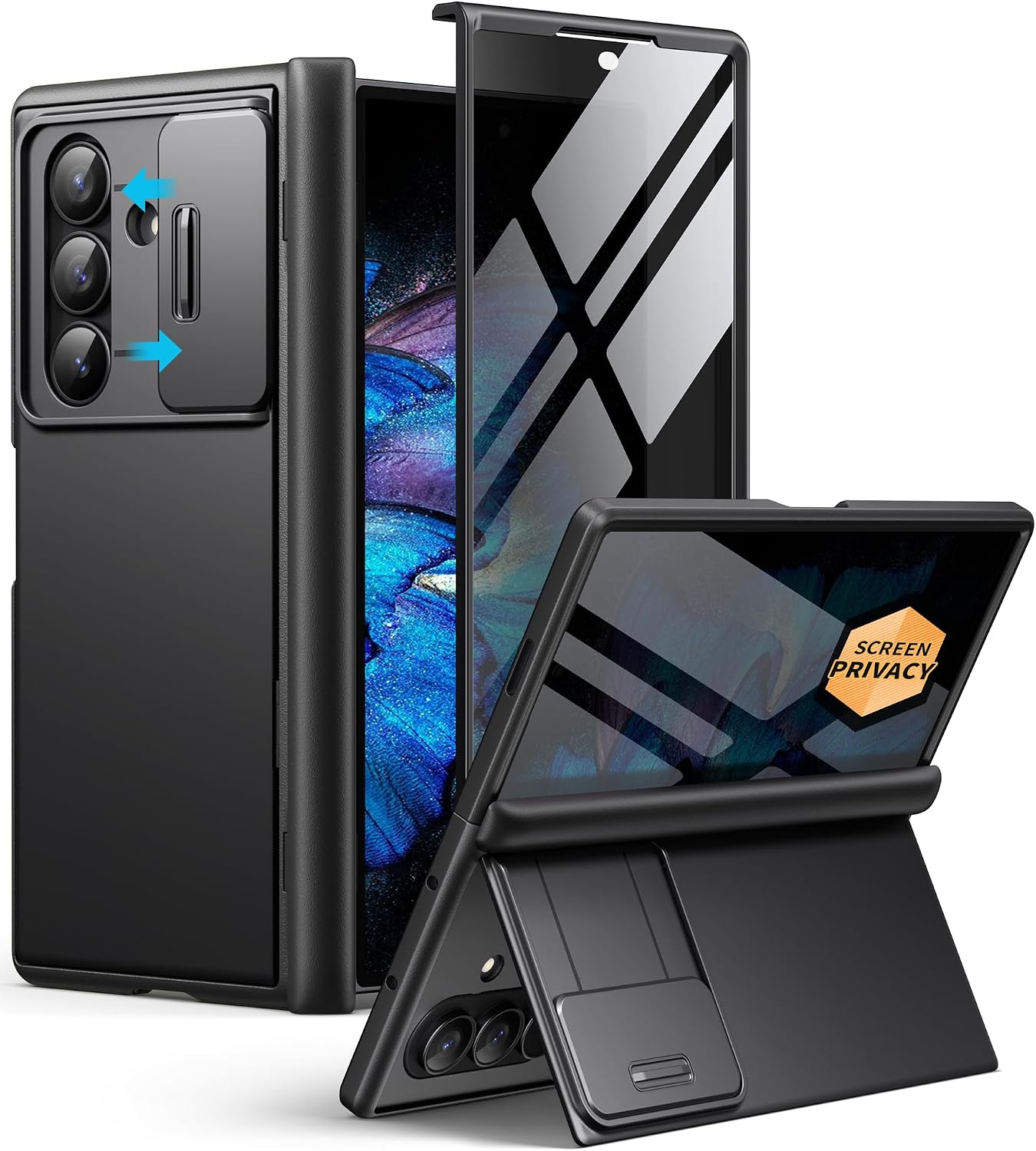 Detalle de BERFY Samsung Galaxy Z Fold 7 privacy case with kickstand