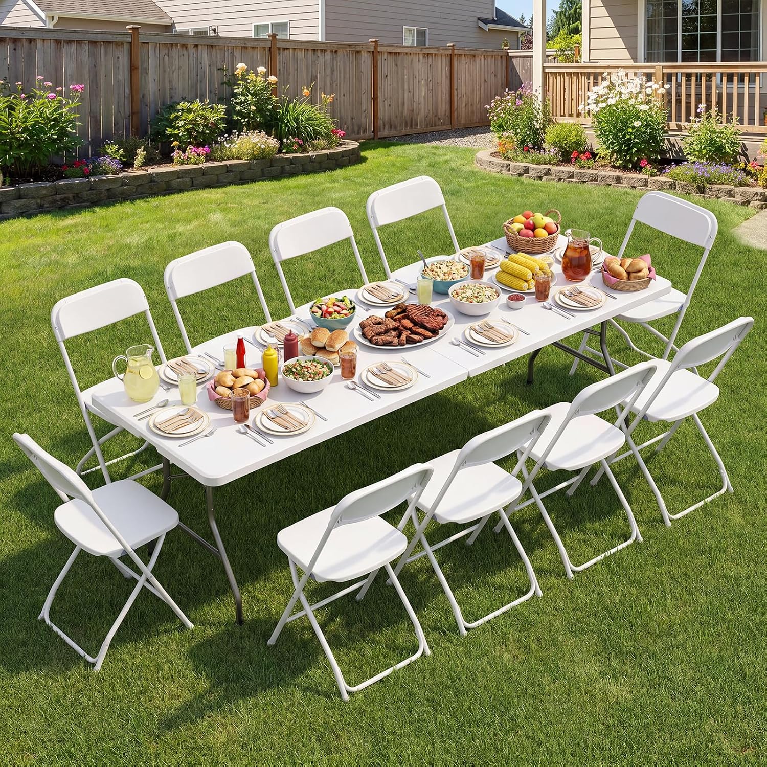 Detalle de Sweetcrispy Folding Picnic Table, 8-Foot