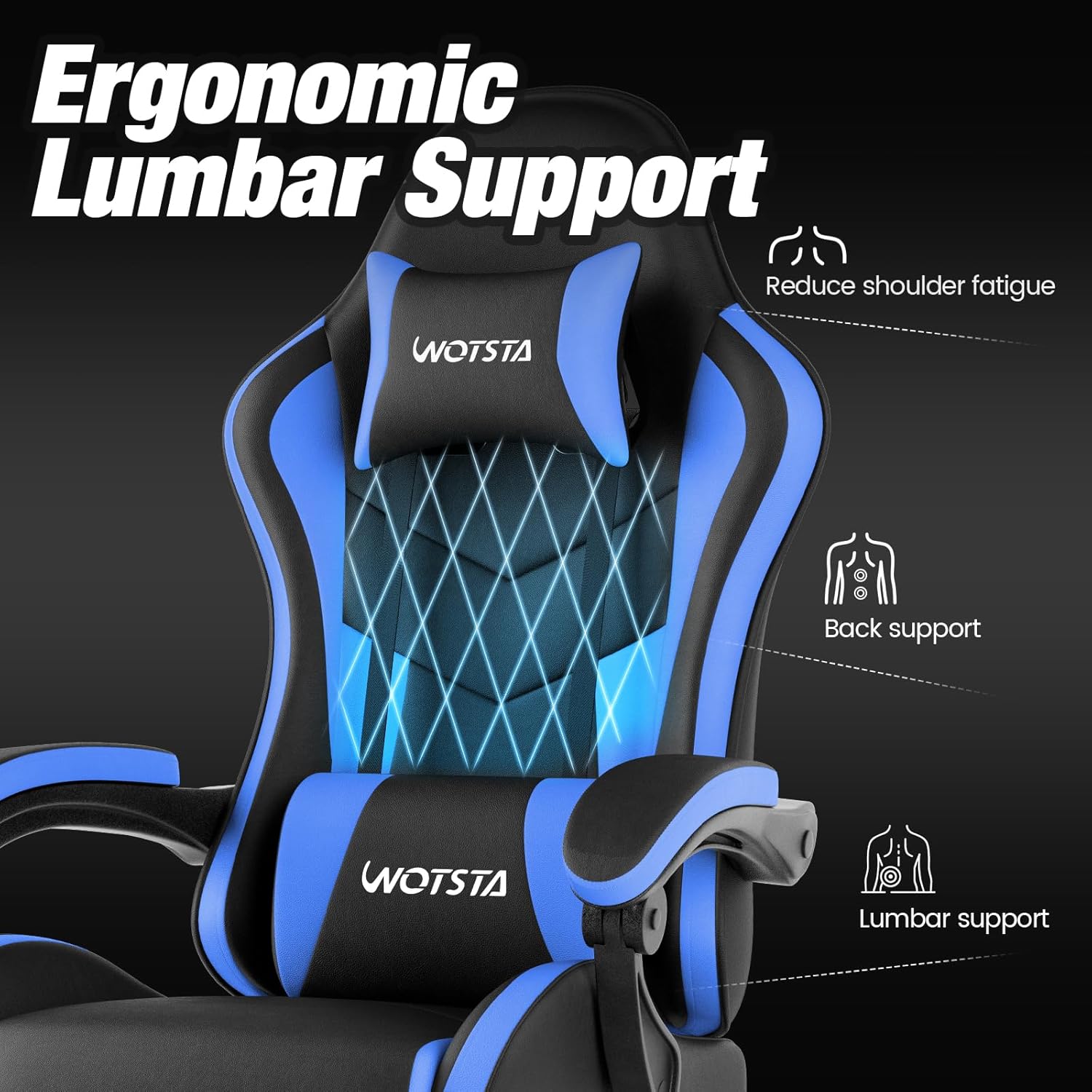 Thumbnail 3 de Gaming Chair with Footrest Ergonomic Comfort