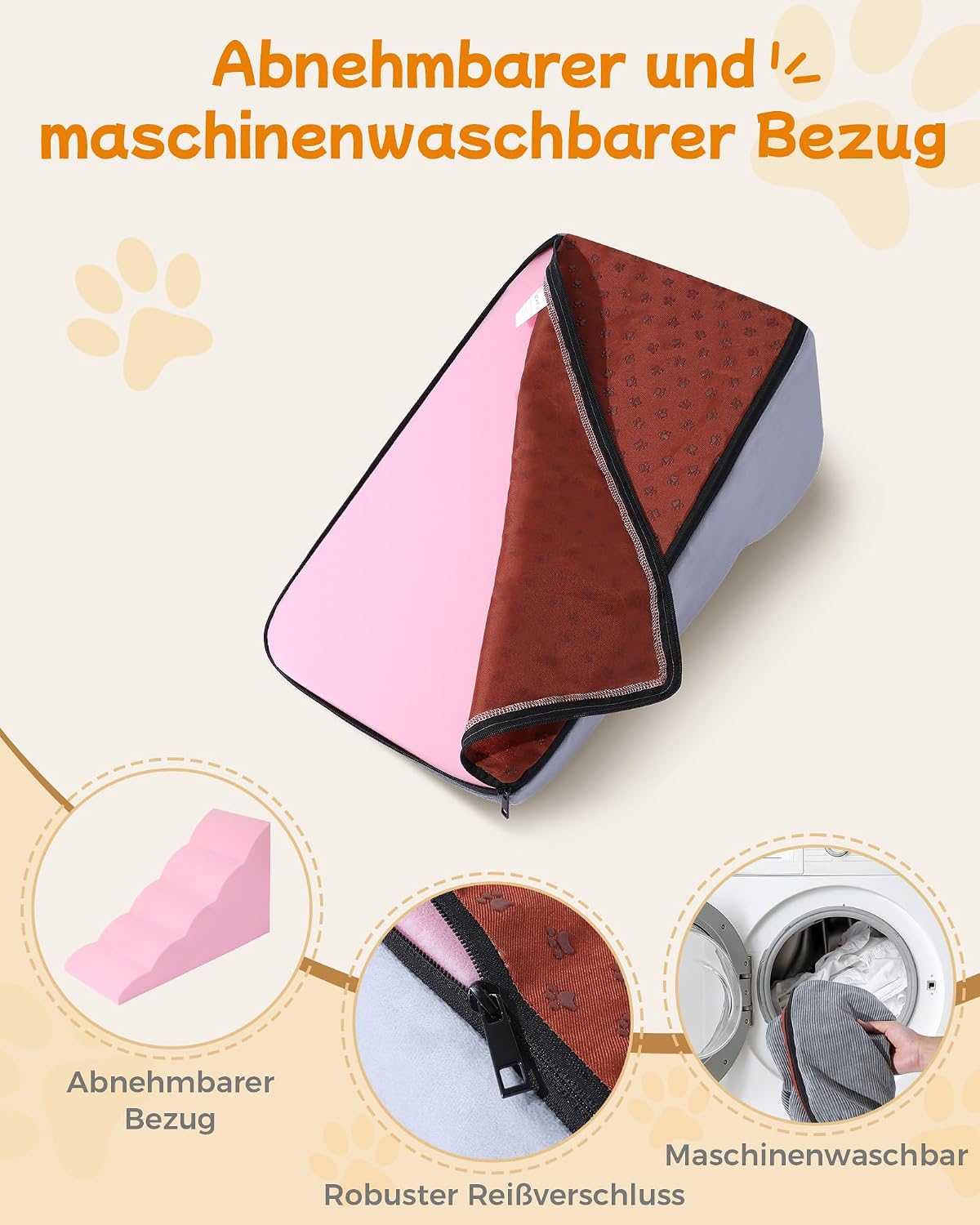 Detalle 2 de Rugotuyonr 5-Steps Dog Stairs hondentrap met 5 treden en antislip