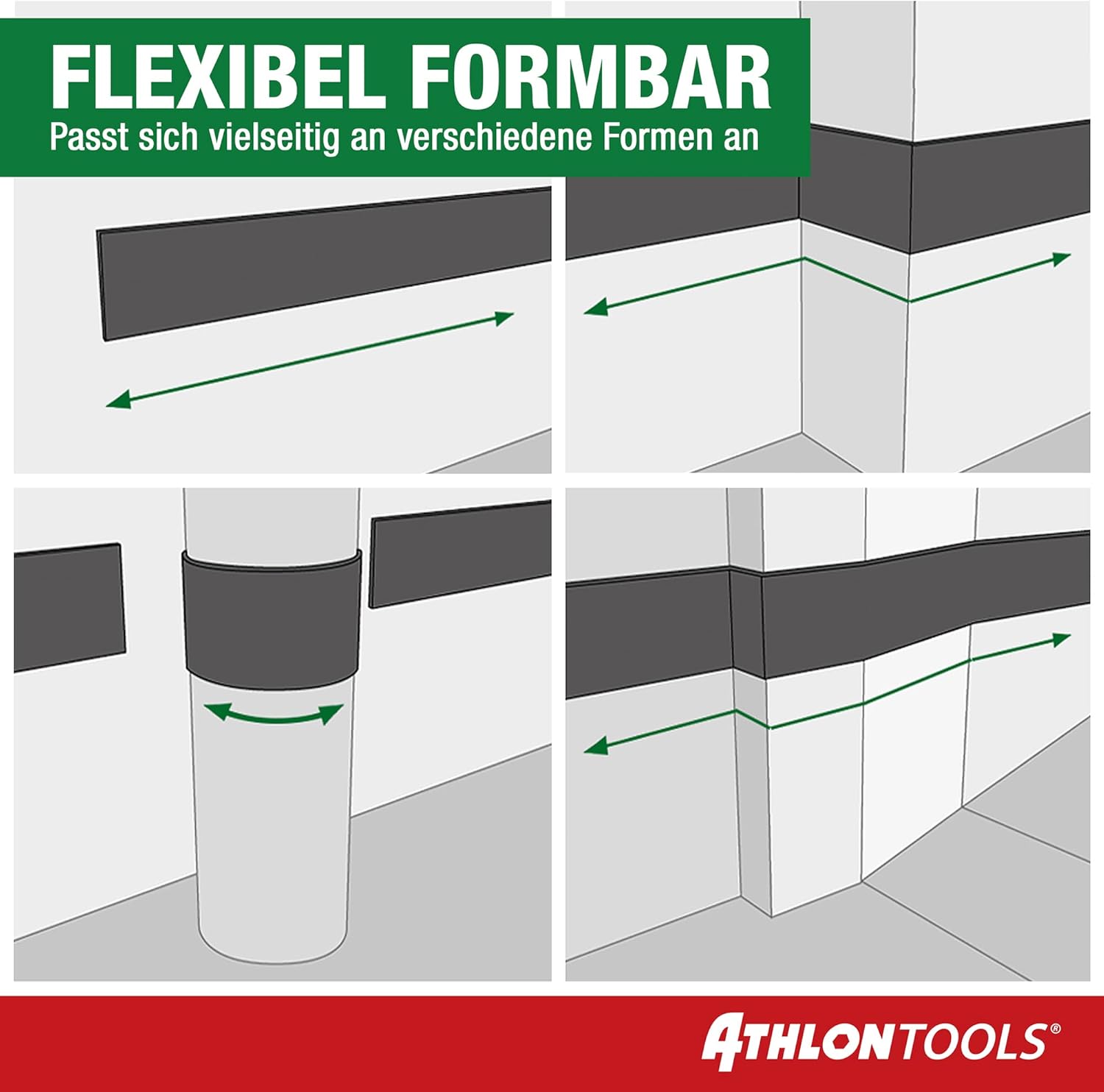 Detalle 2 de ATHLON TOOLS 2× Auto-Türkantenschutz FlexProtect (je 2 m) – extra dick, selbstklebend, wasserabweisend, grau