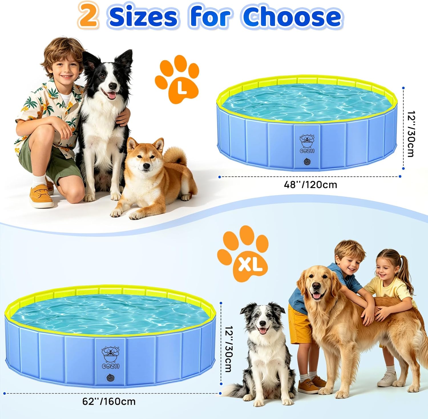 Thumbnail 1 de COZII Hundepool faltbar 120 x 30 cm – Planschbecken für Hunde und Kinder, rutschfestes PVC mit Zubehör