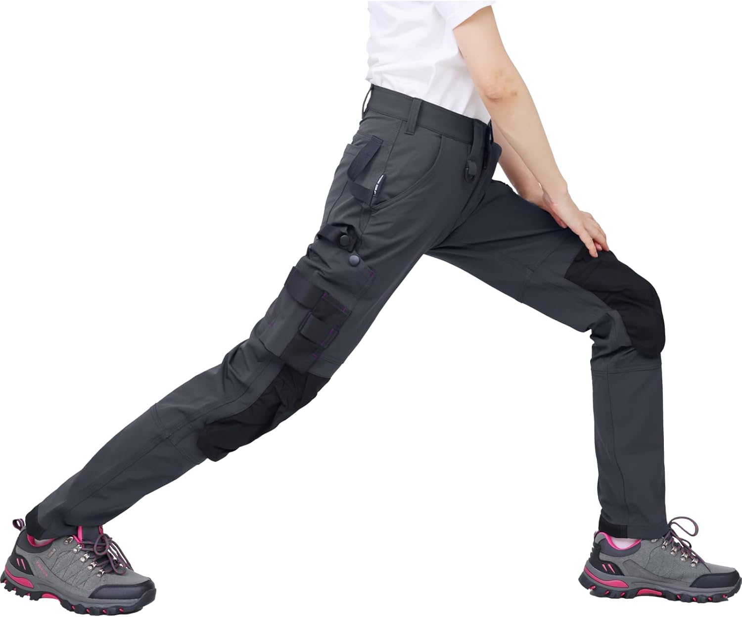 Detalle de WORK IDEA Damen Slim-Fit Stretch Arbeitshose – Kritische Stoffbereiche aus Cordura, strapazierfähig und elegant