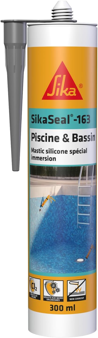 Thumbnail 6 de SikaSeal-163 Mastic Silicone spécial immersion – Jointoiement piscine et bassins blanc (300 ml) par SIKA