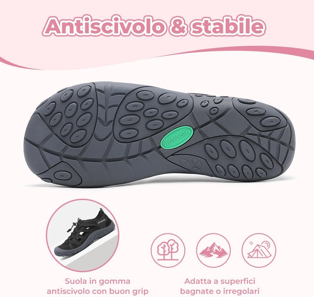 Detalle de Mishansha Sandali da Trekking Donna: traspiranti, antiscivolo e chiusi, taglie 36-42