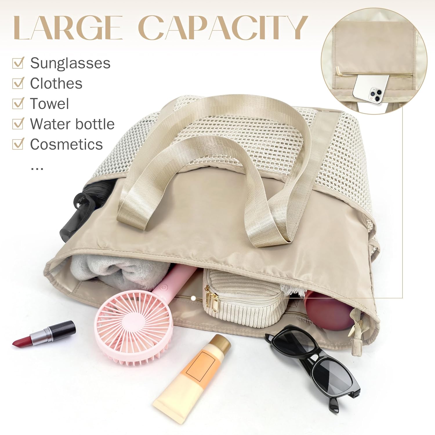 Thumbnail 5 de beifon Strandtasche XXL 37x36x19 cm