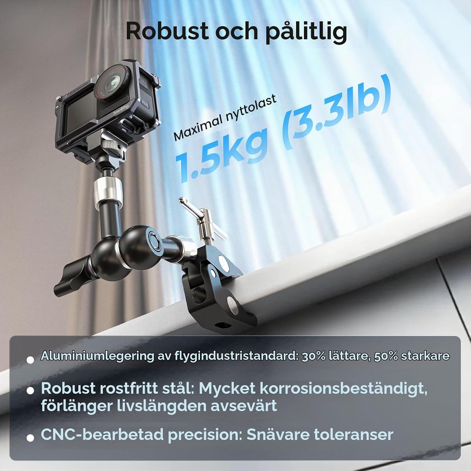 Detalle 1 de SMALLRIG 5310 magisk arm med klämma, 1/4"-20-fäste och justerbara leder