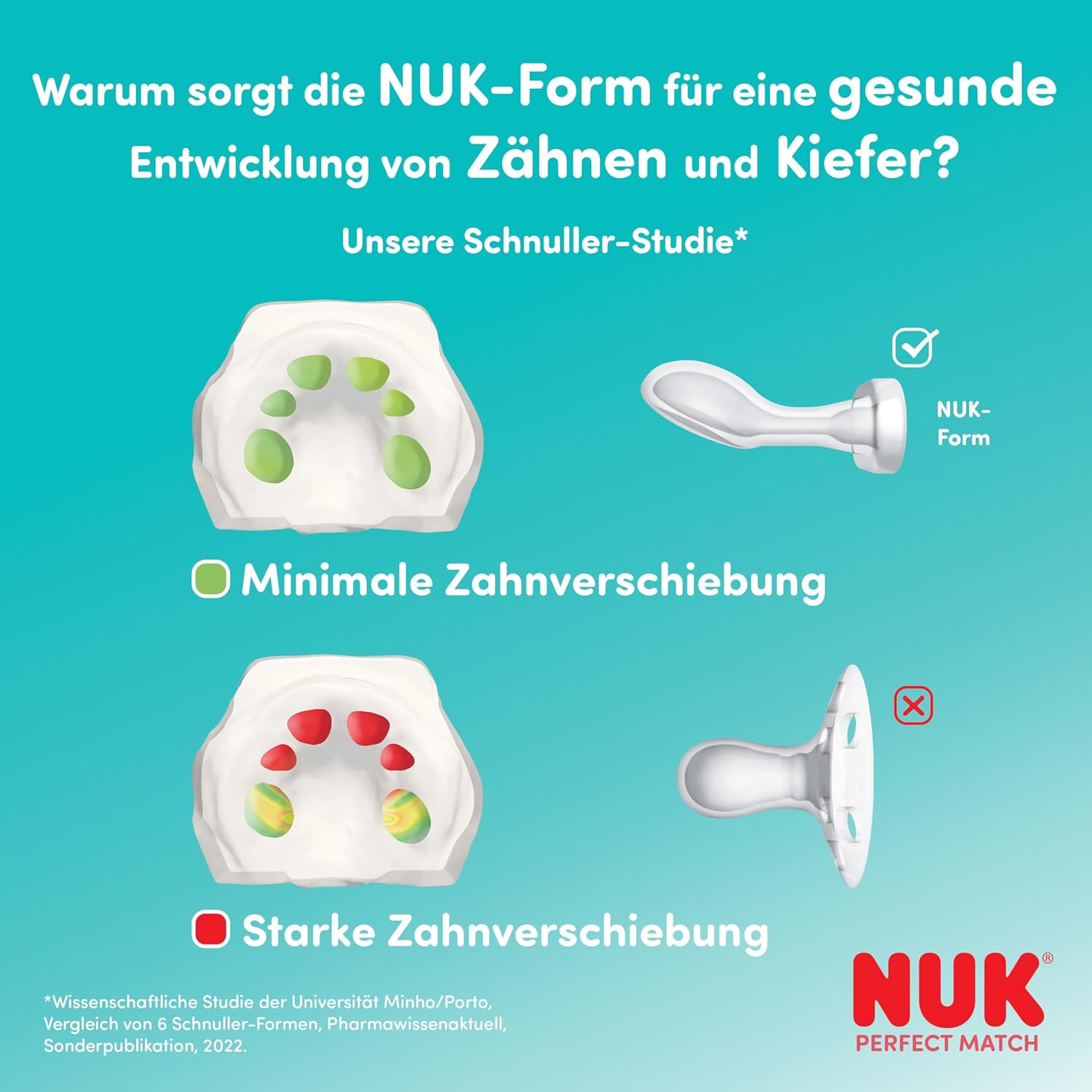 Detalle de NUK Perfect Match Air Day & Night Schnuller 0–6 Monate – 4er-Set, Leuchtend & luftzirkulierend