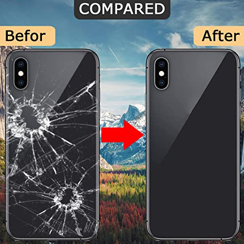 Detalle de ZHUROUPU Vidrio de Cubierta Trasera para iPhone XS — Kit de Reparación Profesional con Adhesivo Preinstalado