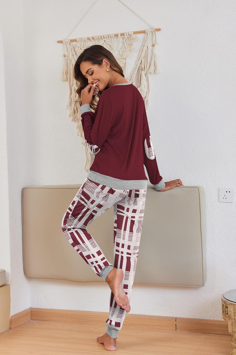 Detalle 1 de Ekouaer Women's Pajama Set, Long Sleeve
