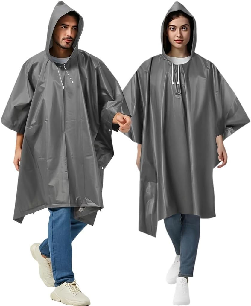Detalle 2 de UPSEN Regenponcho Regenmantel – 2er-Set, wasserdicht, atmungsaktiv, EVA, für Damen und Herren