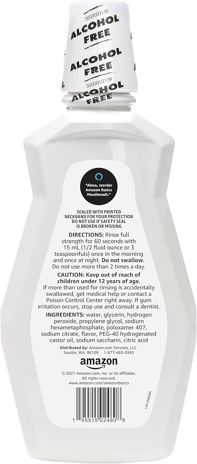 Thumbnail 2 de Amazon Basics Teeth Whitening Mouthwash (Alcohol-Free) – Clean Mint Flavor, 32 fl oz, 4-Pack