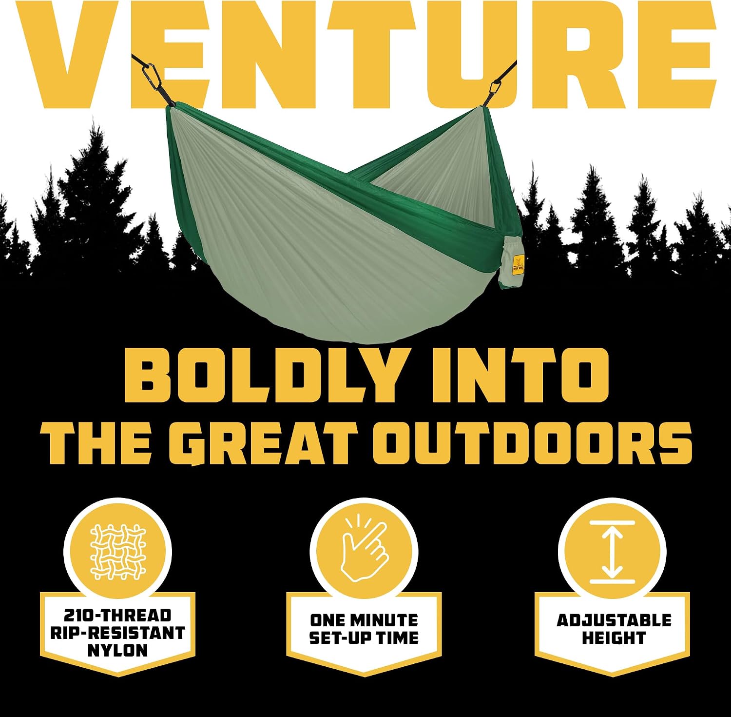 Detalle de Wise Owl Outfitters Camping Hammock, 9-ft Nylon, Sage & Dark Green, 400 lb