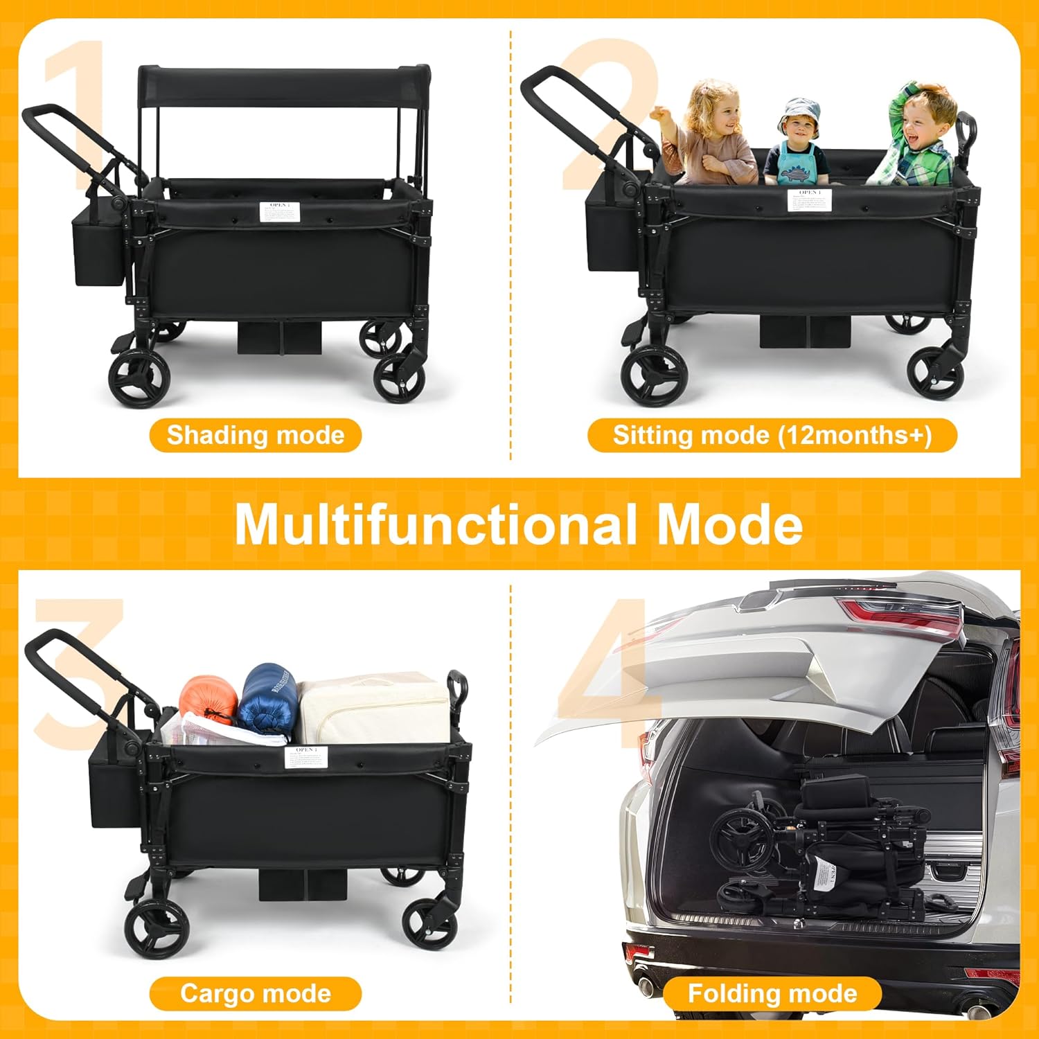 Thumbnail 5 de VOOI Stroller Wagon (2-Seater) with 5-Point Harnesses, Canopy & Zipper Door