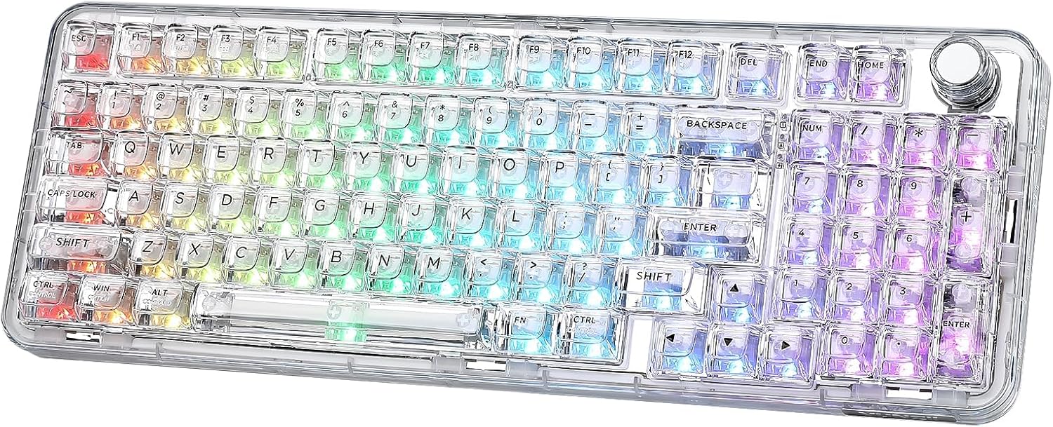 YUNZII X98 QMK/VIA Wireless Mechanical Gaming Keyboard with Knob (Tri-Mode, Hot-Swappable, White Crystal Switch)