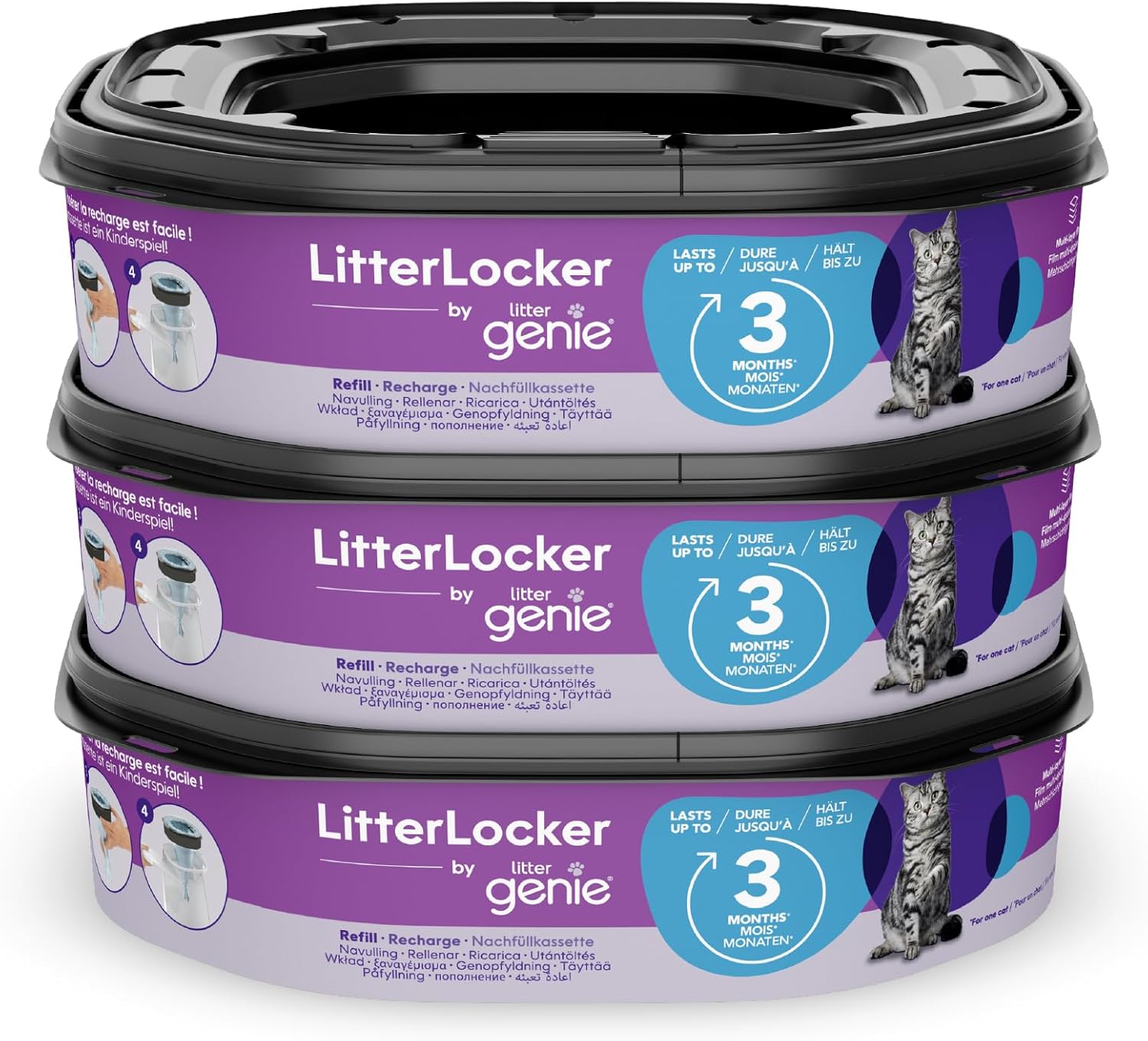Detalle de Litter Genie Lot de 3 recharges XL super capacité octogonales pour poubelle LitterLocker et Fashion