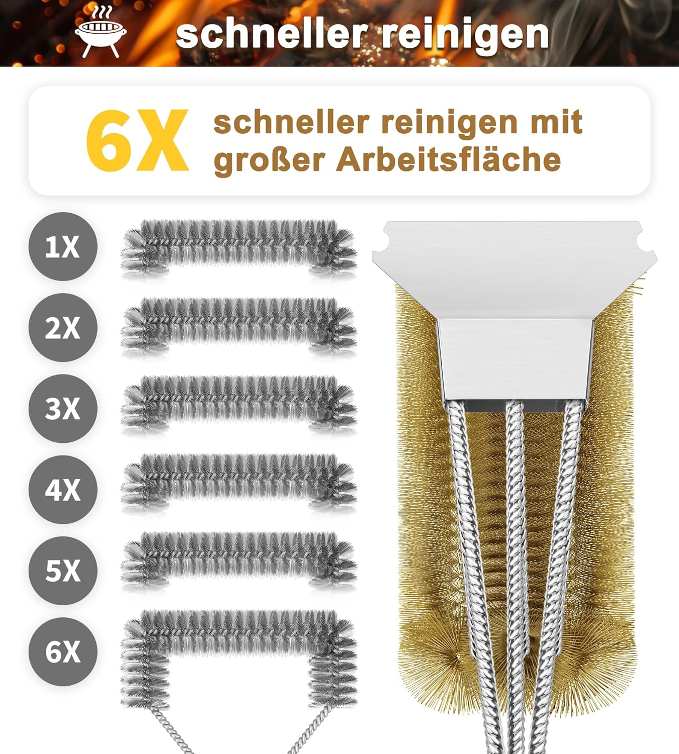 Detalle de TNTOR Grillbürste Messing 2er Set für Rost