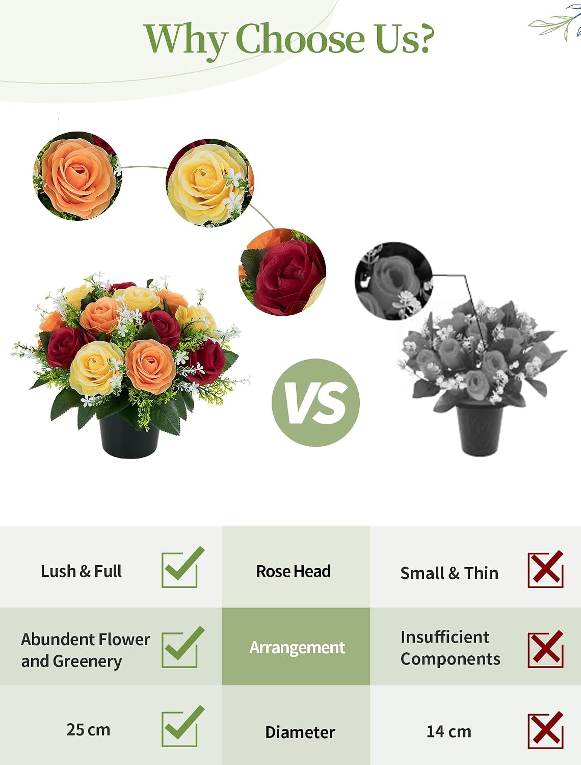 Detalle 2 de BLOSMON Autumn Artificial Grave Flowers 25 cm