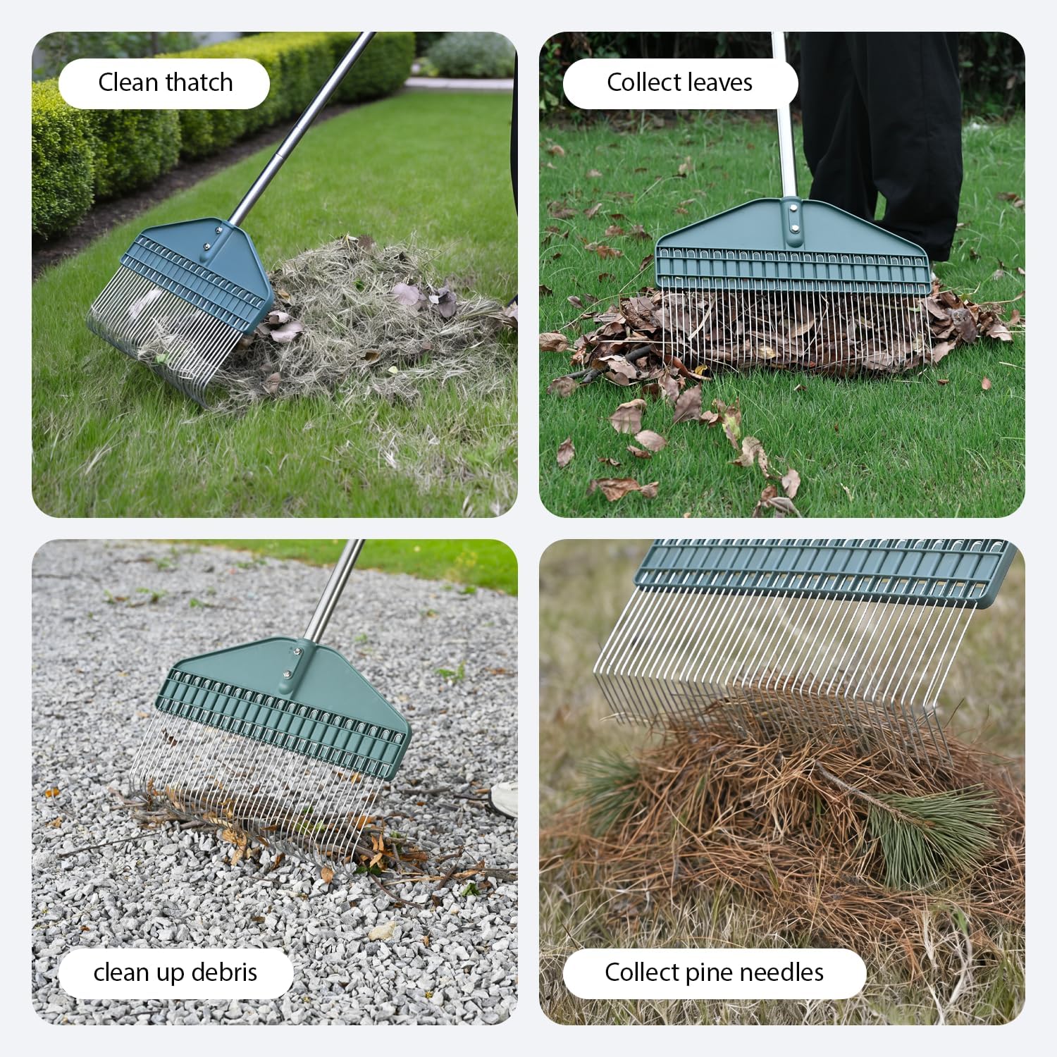 Thumbnail 6 de YEELOR Thatch Rake with 66-Inch Adjustable Handle, 17-Inch Wide Head
