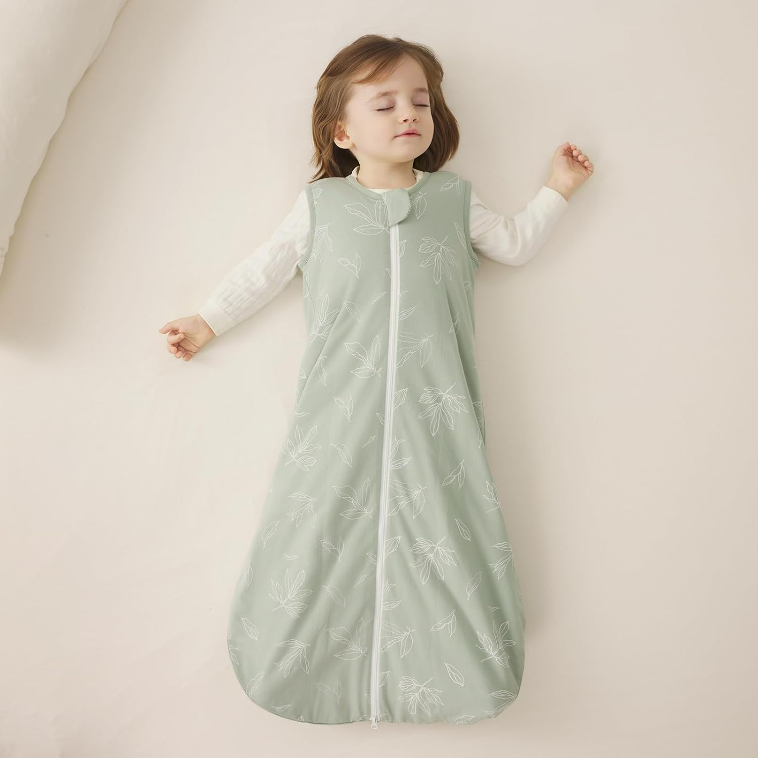 Thumbnail 6 de LULUMONKEY Baby Sleeping Bag 1.5 Tog 6-18 Months – 100% Cotton Leaves Sleep Sack