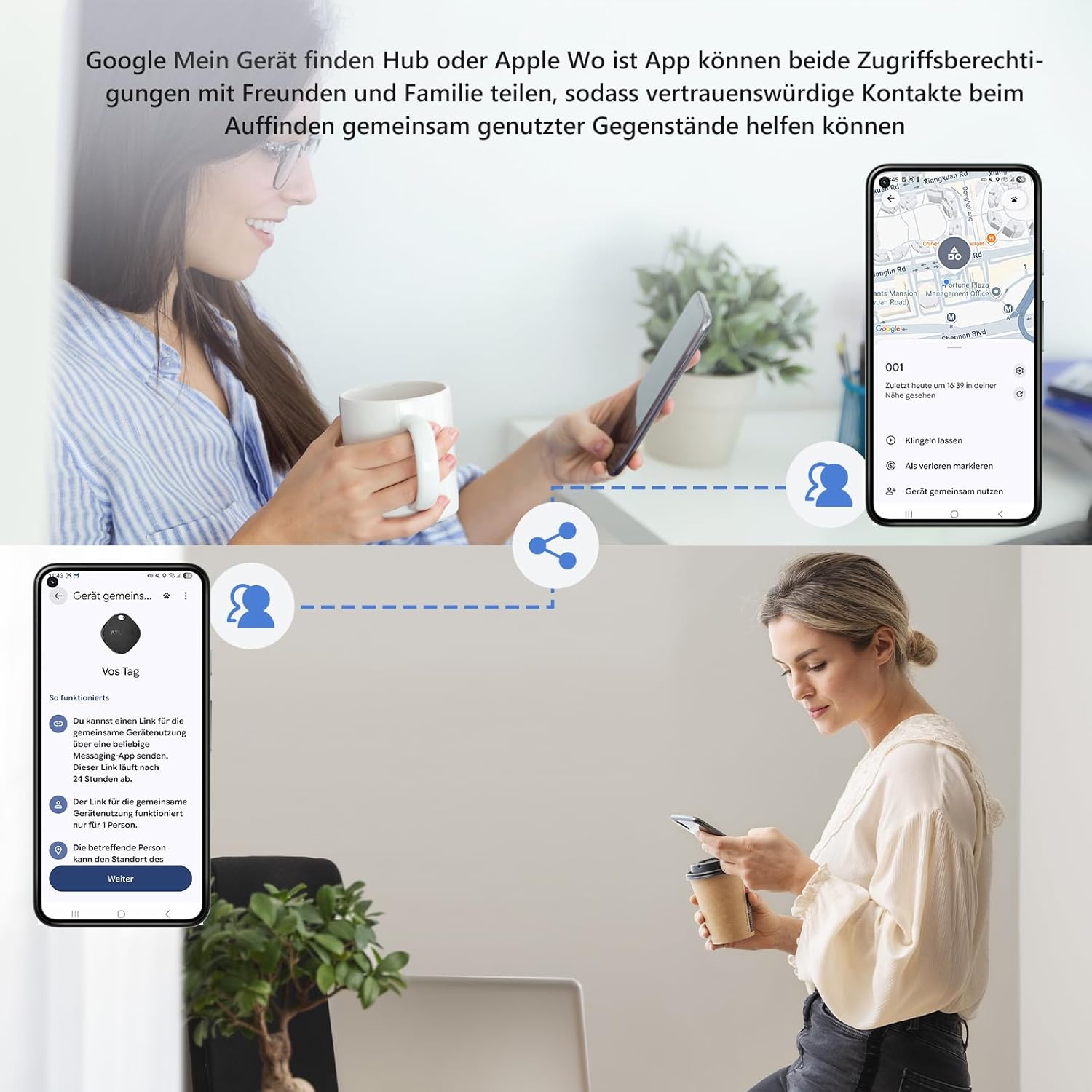 Detalle 2 de ATUVOS Air Tag Pro Dual-System Tracker – Schlüssel- und Gegenstandssucher für Android & iOS (4er Pack)