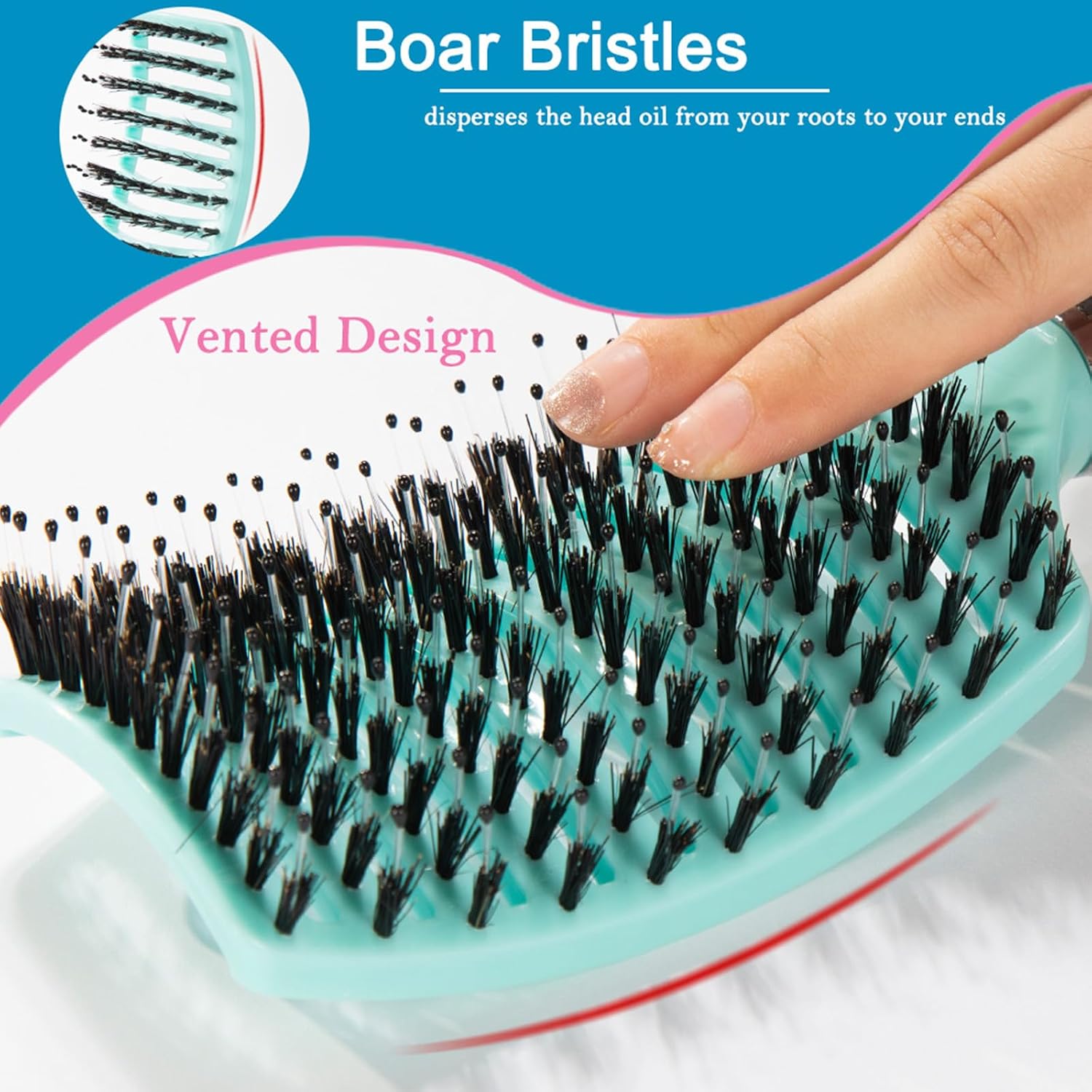 Detalle de TaiBest Detangling Hair Brush Set with Boar Bristles