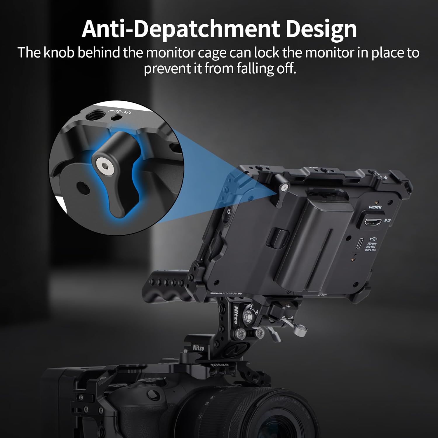 Detalle de Nitze Shinobi 2 Cage für Atomos Shinobi II/Shinobi Go (JT-A07A) – Monitorkäfig mit NATO-Schiene