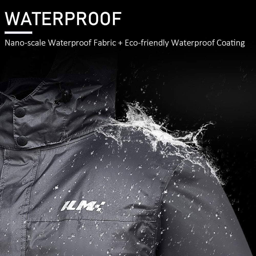 Detalle 2 de ILM Ilm-rs02 Motorcycle Rain Suit, Men’s X-Large, Grey, 6 Pockets