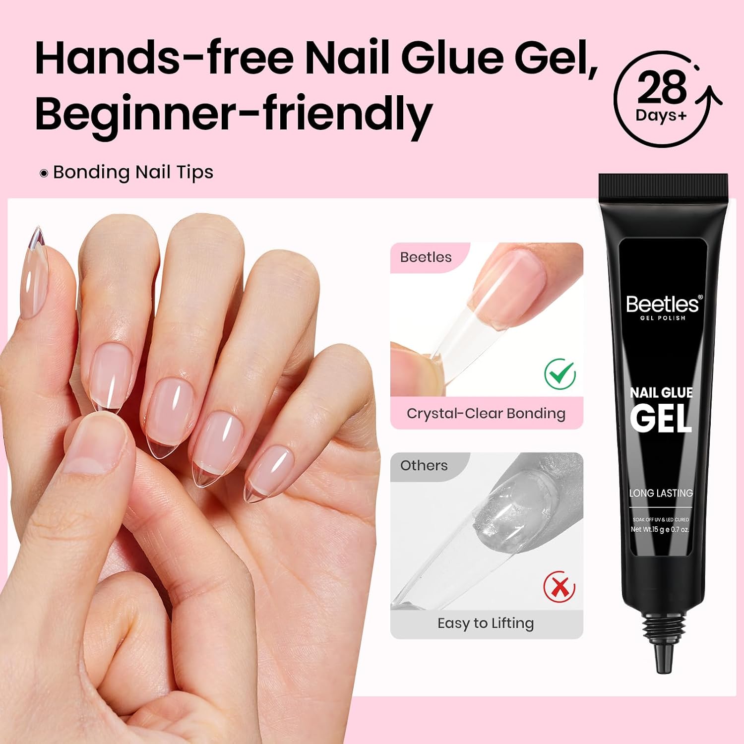 Thumbnail 5 de Beetles Curve-EX Almond Medium Nail Tip Kit, 320 Tips, Glue Gel & Mini Lamp