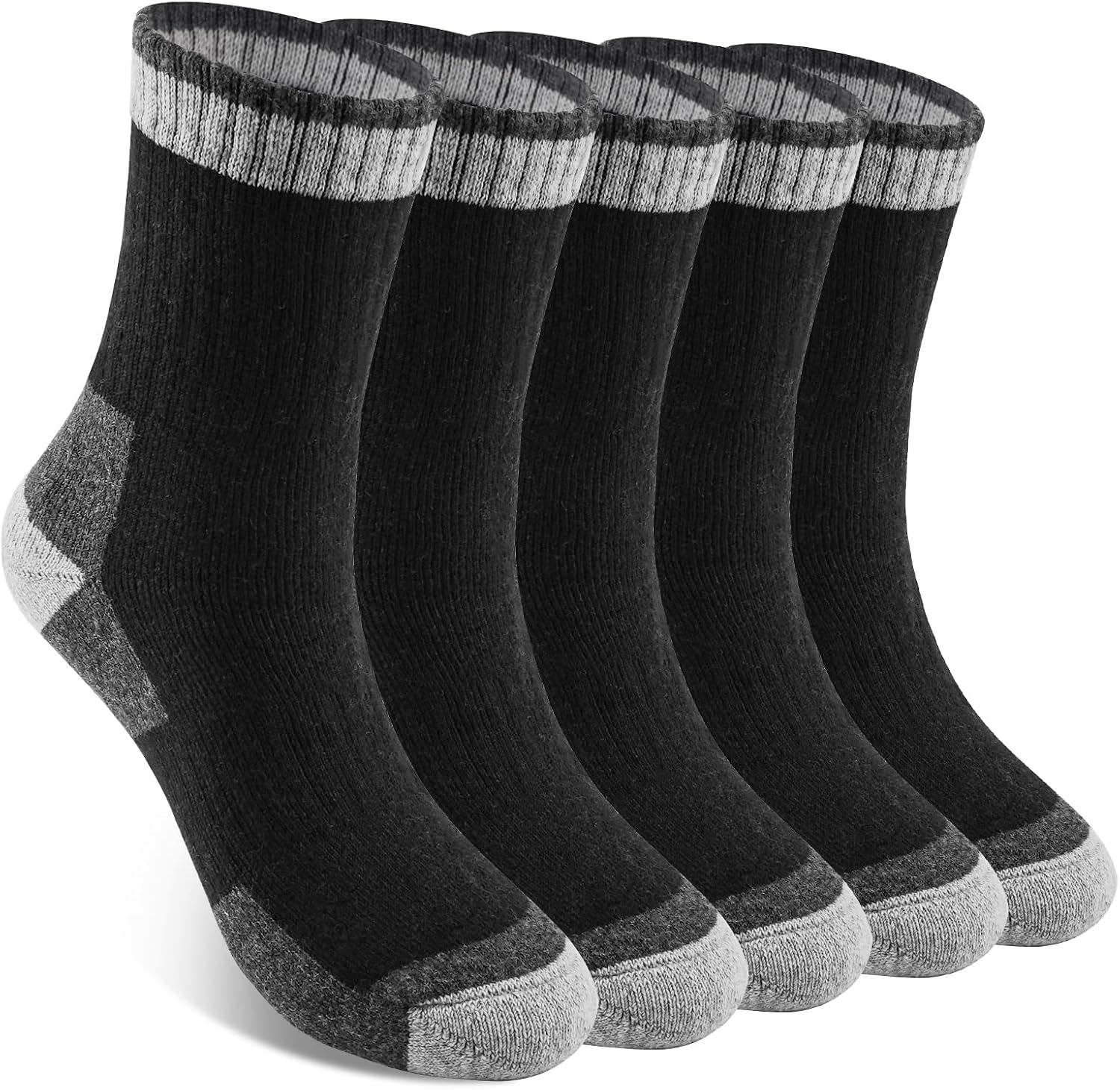 Detalle de YUVFEHY Merino Wool Socks for Men, 5 Pairs, Extra-Thick Winter Crew