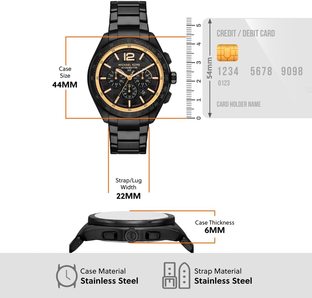 Detalle de Michael Kors Orologio Accelerator 2 da uomo MK9179 – Cronografo al quarzo con cinturino in acciaio inossidabile