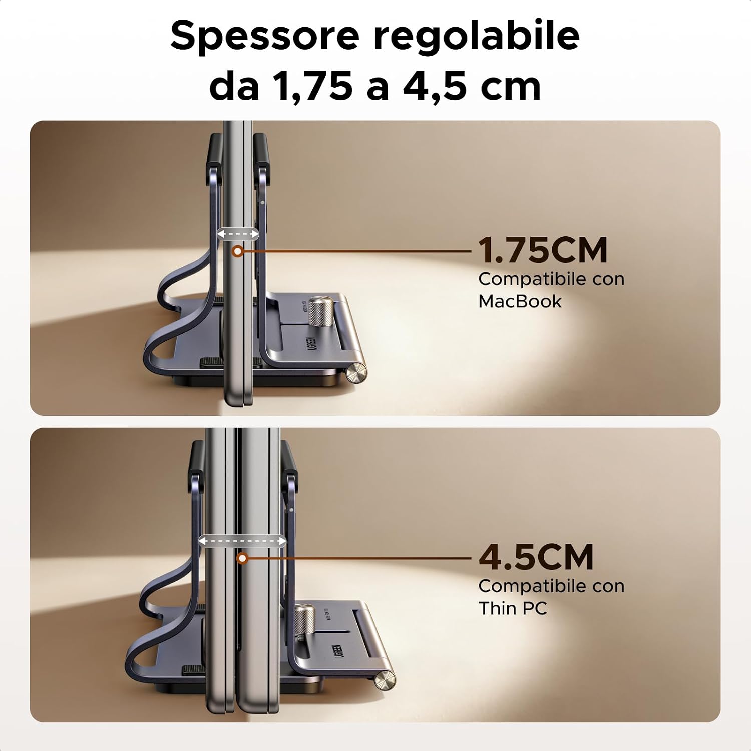 Thumbnail 3 de UGREEN Supporto Verticale Orizzontale 2-in-1 per Laptop: Stand Regolabile eSalvaspazio