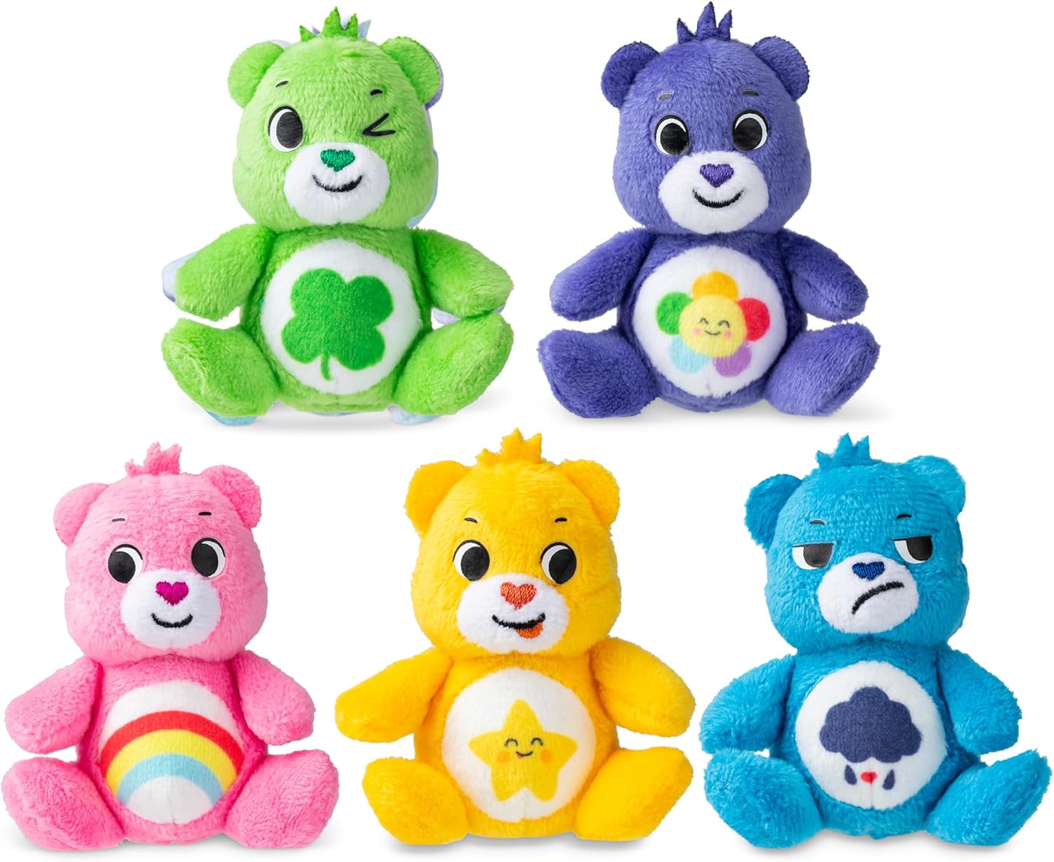 Detalle de Care Bears Confezione di 5 Micro Peluche: Allegria, Sorridente, Buona Fortuna, Burbero e Armonia