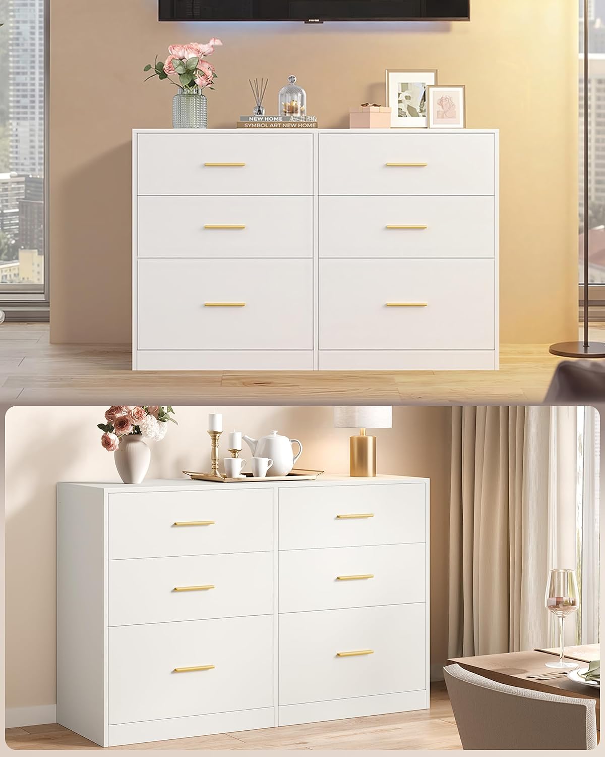 Thumbnail 6 de VASAGLE LTS416WB01 Custos 6-Drawer Chest, Cloud White, 40 x 119 x 78 cm