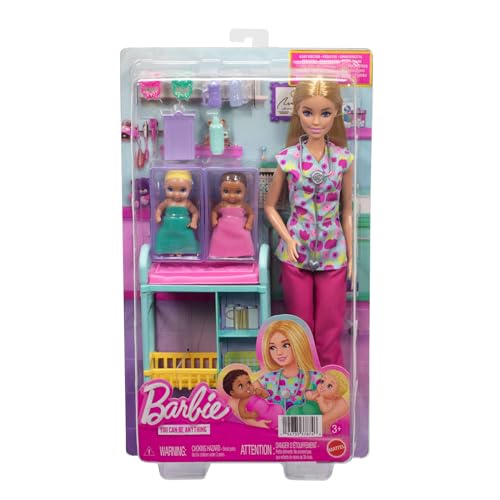 Thumbnail 5 de Barbie Profesiones: Conjunto de muñeca pediatra con Pelo Rubio y Bata rosa (JMK12)