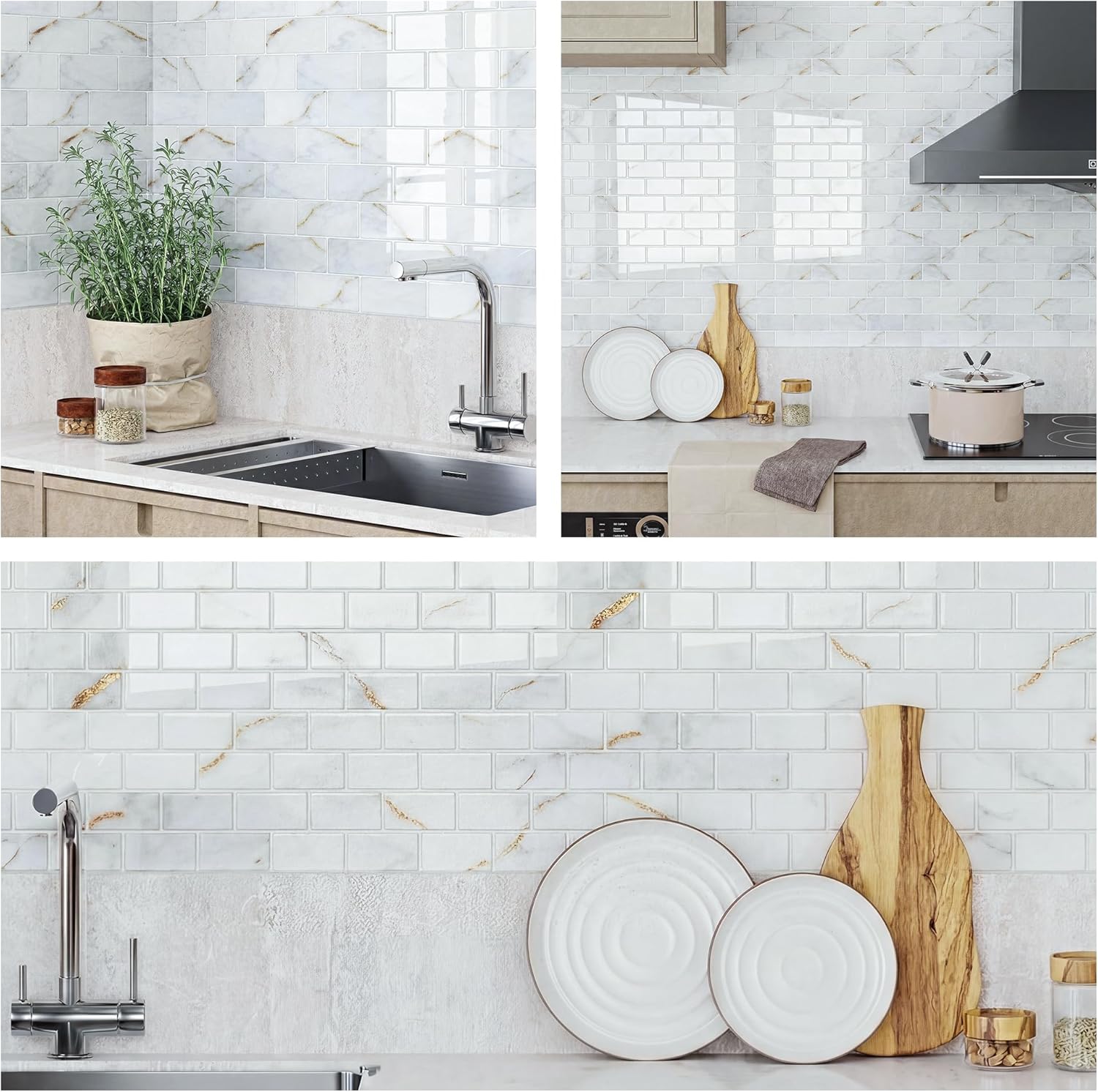 Thumbnail 6 de Yoillione Peel and Stick Tiles for Kitchen: 3D Brick-Style Back Splash, 10 Sheets