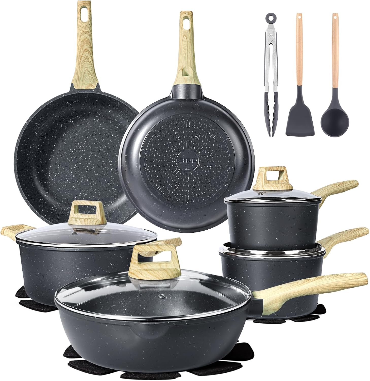 GiPP 18PCS Set di Pentole in Ceramica