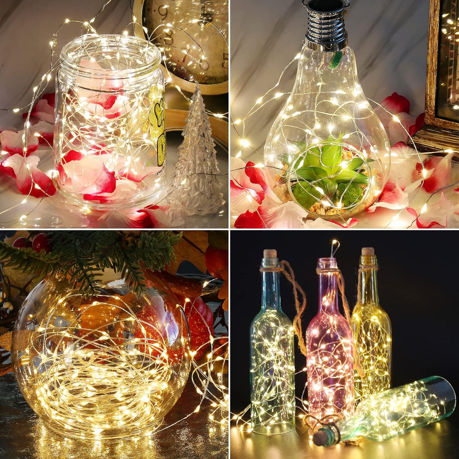 Thumbnail 5 de HXWEIYE 6 packs de guirlande lumineuse LED blanc chaud (2,1 m, 20 LED) – guirlandes à piles
