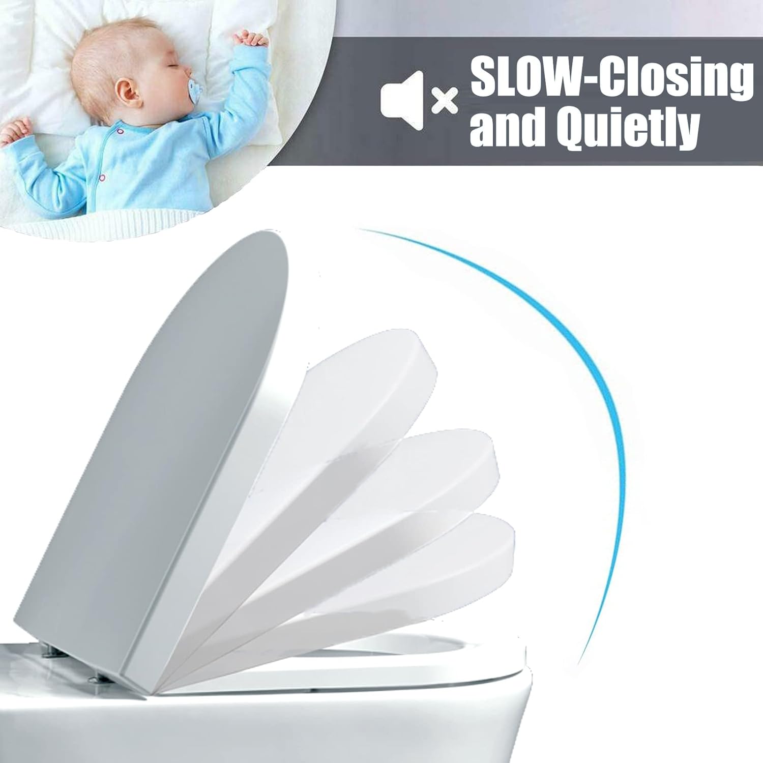 Detalle 2 de D Shape Family Toilet Seat with Built‑In Child Seat – Soft Close, Quick Release, Adjustable Hinges (UK Compatible)