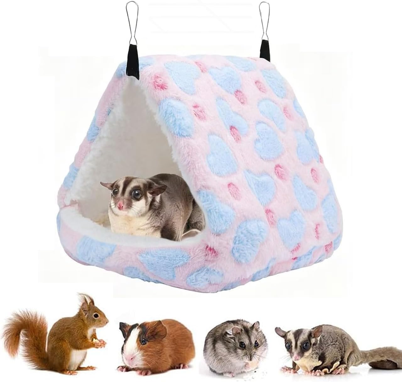 Detalle de ZYYRSS Rat Hammock Soft Ferret Hideout Bed – Warm Pink Resting Cave for Small Pets (24 × 23 × 25 cm)