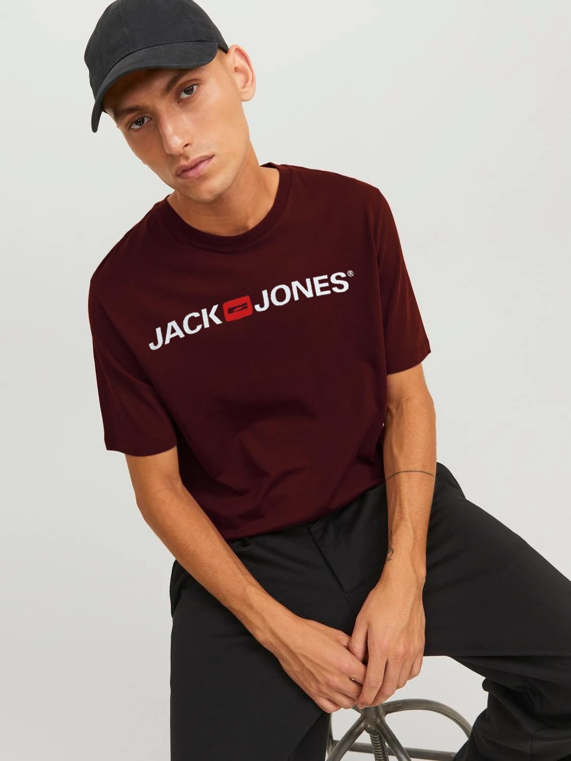 Detalle de JACK & JONES Camiseta clásica para hombre en Rojo Port Royale, XXXL (EU)