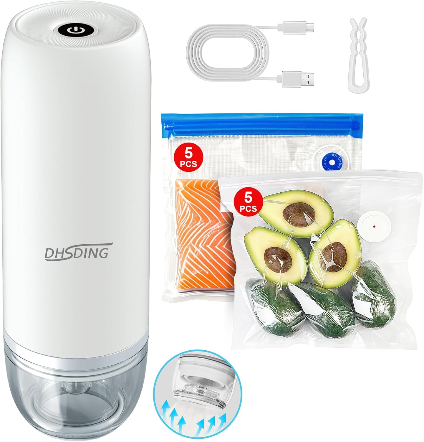 DHSDING Handheld Vacuum Sealer – 10 Bags