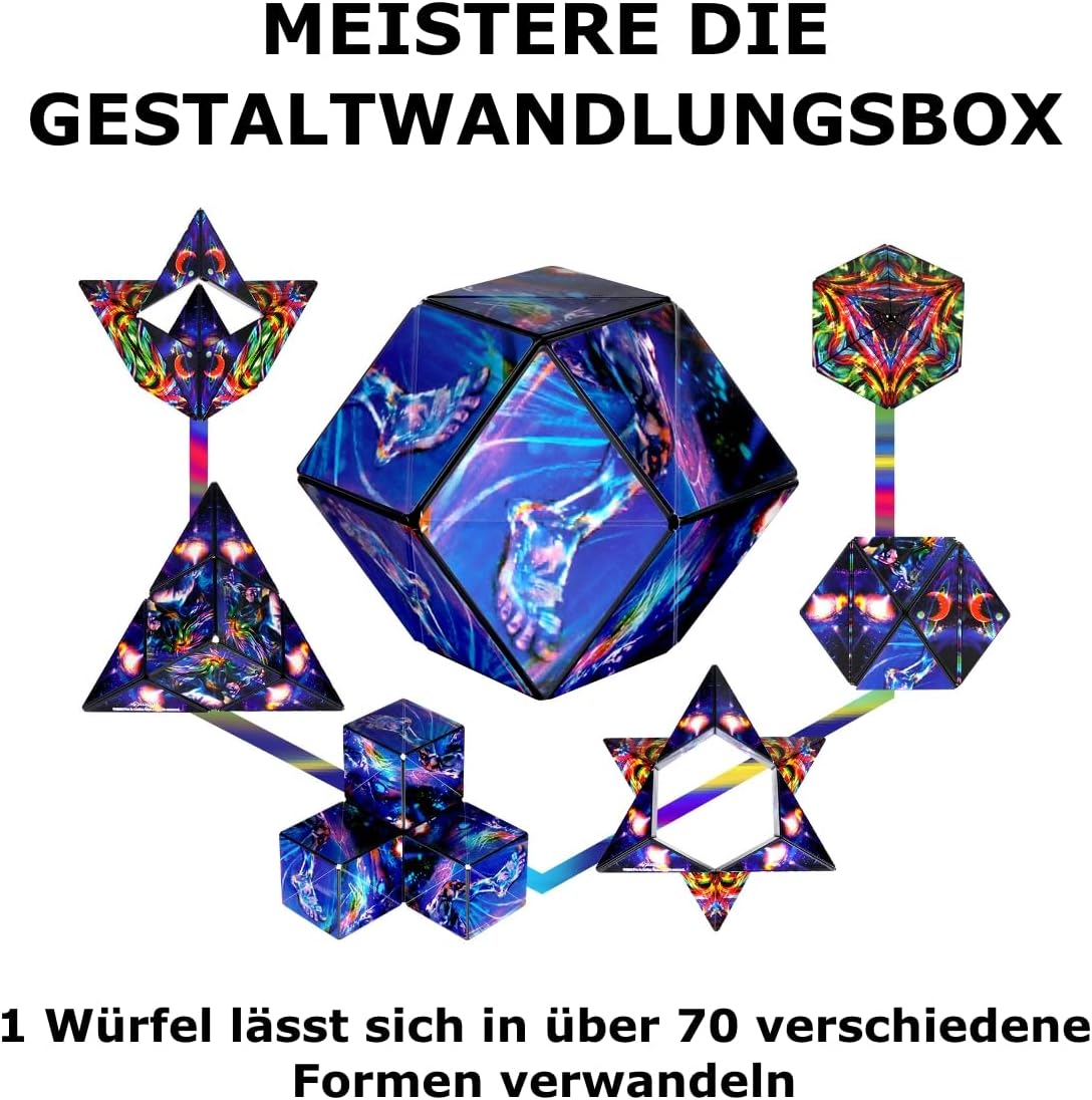 Thumbnail 3 de Shashibo Formwechsel-Box „Cosmic Surfer“ – magnetischer Zappelwürfel mit 36 Seltenerdmagneten und 100+ Formen