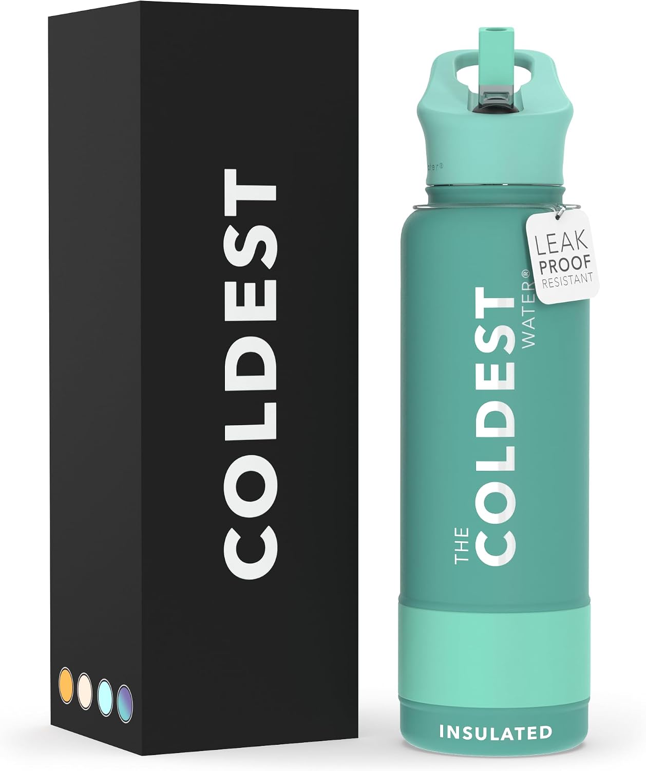 Detalle de Coldest Insulated Water Bottle with Straw Lid - 40 oz (Terraform Green)