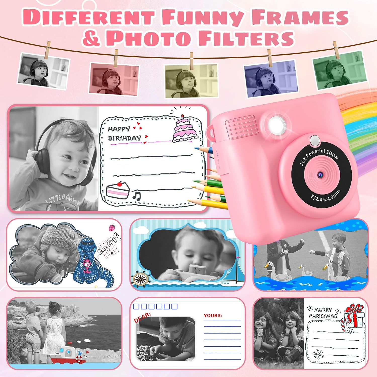 Detalle de Kids Instant Print Camera 1080P with 32GB card