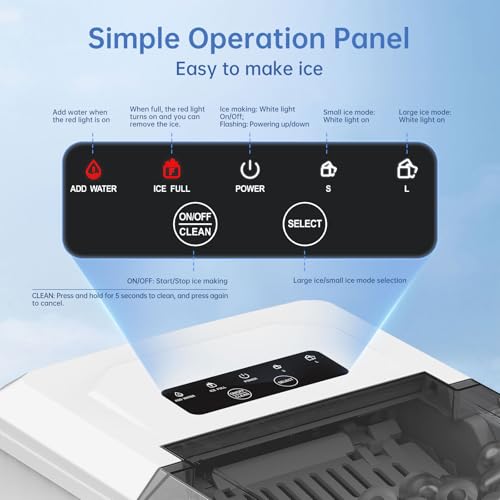 Detalle de WIE Ice Maker Countertop: Self-Cleaning, 12kg/24h Portable Ice Machine