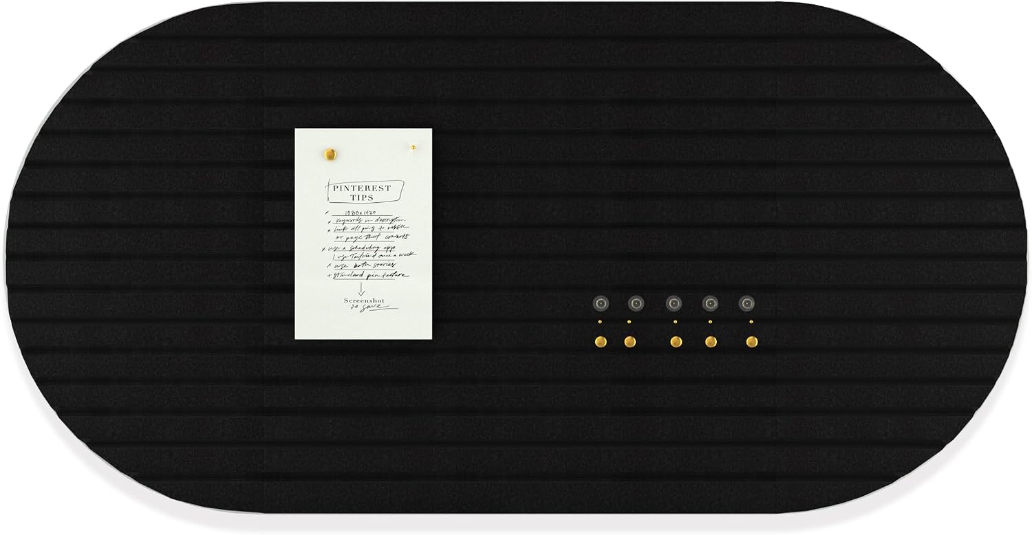 Detalle de Tohiasen Felt Bulletin Board, 47" x 24" Modular Black Felt Pin Board