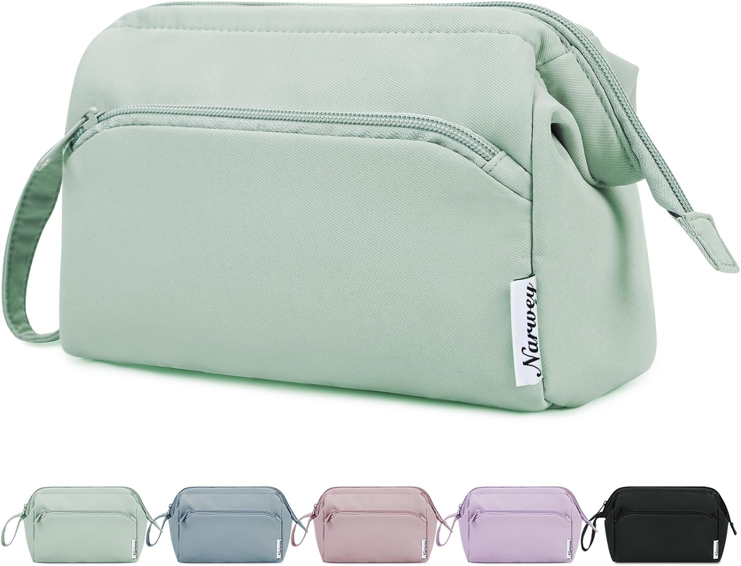 Thumbnail 6 de Narwey Large Makeup Bag – Wide-Open Zipper Pouch, Pink Checkerboard