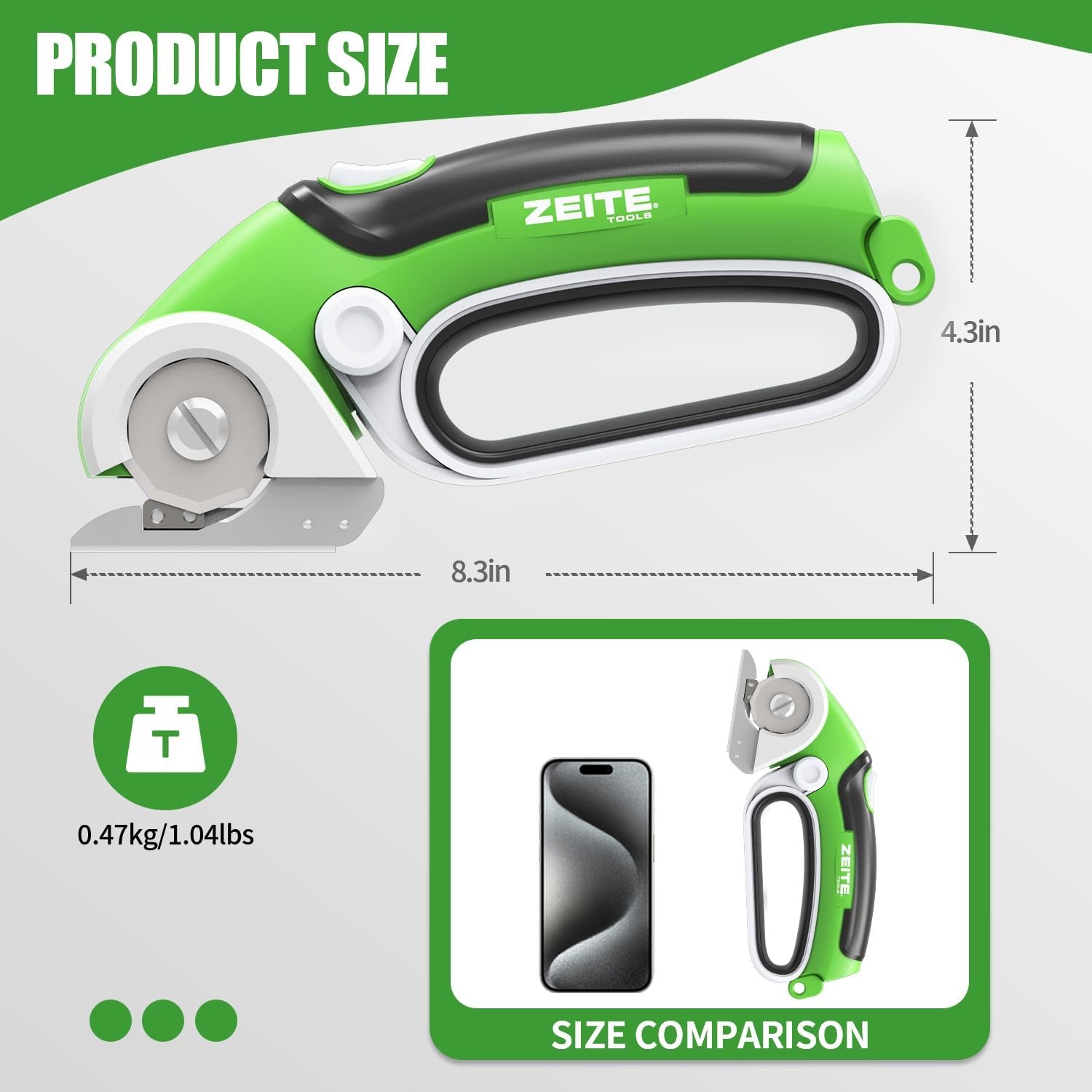 Detalle de ZEITE ZPT-SC-40R 4V Cordless Electric Scissors with Self-Sharpening Blade